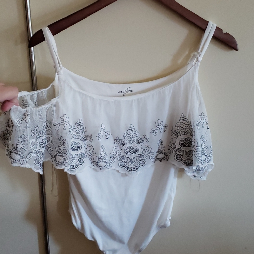 Of the shoulder bodysuit